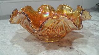 Vintage Imperial Marigold Carnival Glass Bowl Fashion Pattern Antique