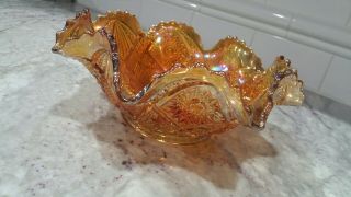 Vintage Imperial Marigold Carnival Glass Bowl Fashion Pattern Antique 3
