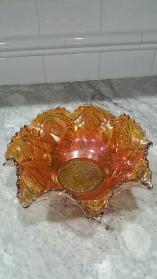 Vintage Imperial Marigold Carnival Glass Bowl Fashion Pattern Antique 4