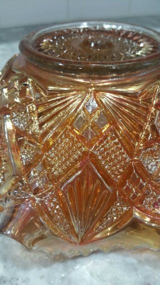 Vintage Imperial Marigold Carnival Glass Bowl Fashion Pattern Antique 7