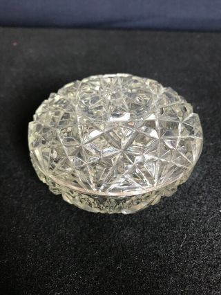 Antique Abp Cut Glass Crystal Vanity Dressing Wedding Decor Lid Trinket Box B10