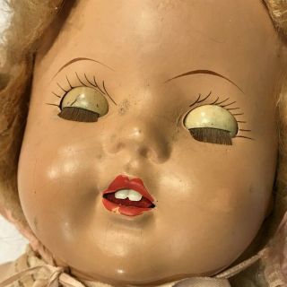 AY2 Antique VTG 20 Composition Doll Sleepy Eye Cloth Body Open Mouth Noise Maker 3