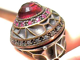 Vintage Antique Ruby Silver Ring 6.  75 Medieval Sapphire Sterling 925 Cocktail