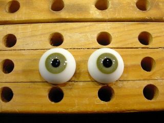 A Pair Vintage Solid Doll Glass Eyes 20 Mm For Bisque Doll Head Age 1910 A 3771