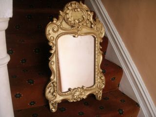 Old Antique French Rococo Gold Carved Wooden Wall Mirror Frame C.  1880 Wood Fine