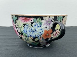 Gorgeous Antique Qing Dynasty Chinese Porcelain Black Millefiori Tea Cup Marked 6