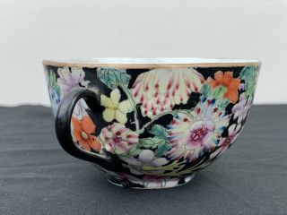 Gorgeous Antique Qing Dynasty Chinese Porcelain Black Millefiori Tea Cup Marked 7