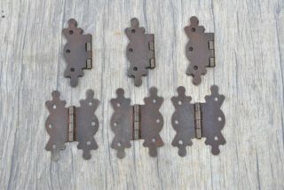 Vintage Iron French Victorian Butterfly Trunk Chest Jewelery Box Hinges 2 "