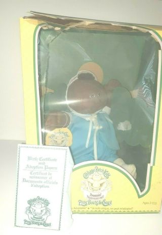 VINTAGE African American Boy Cabbage Patch Kid Preemie Blue Outfit W/Certificate 2