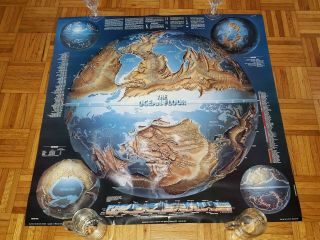1985 Vintage Celestial Arts Poster - Map Of The Ocean Floor - 35x35