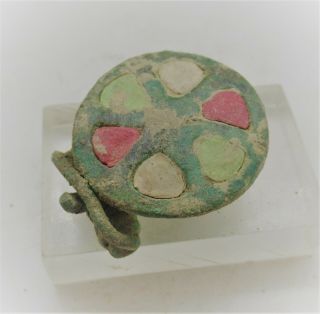 Circa 200 - 300ad Ancient Roman Bronze Enamelled Roulette Type Brooch