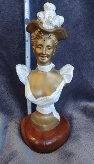 Vintage Bronze Metal Sculpture Portrait Classic Bust Of Victorian Woman Lady