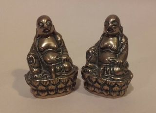 Antique Vintage Chinese Bronze Seated Buddha Figure / Statues X 2.