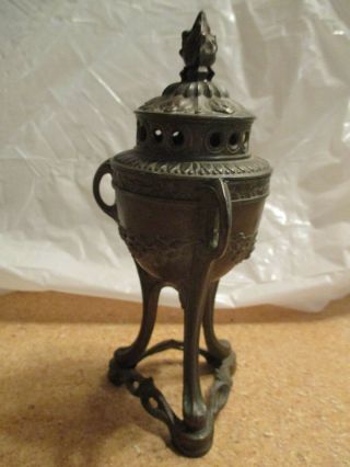 Vintage Small French Depose France Metal Incense Burner Pot Approx 6.  5 " H 3 Piece