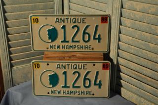 2 Collectible Hampshire License Plates Plate 1989 Tag Antique 1264 Pair