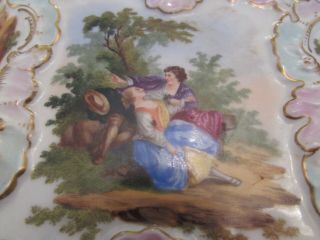 Antique 18th Century Meissen Raised Floral Watteau Porcelain Cabinet Plate Color 2