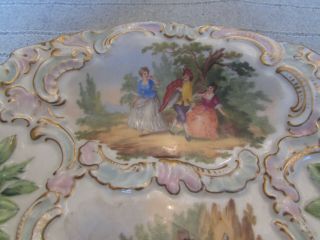 Antique 18th Century Meissen Raised Floral Watteau Porcelain Cabinet Plate Color 5