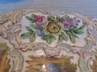 Antique 18th Century Meissen Raised Floral Watteau Porcelain Cabinet Plate Color 7