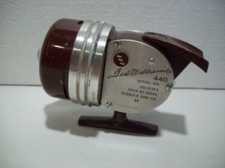 1950 ' s Vtg TED WILLIAMS Sears Model 440 Spinning Fishing Reel w/Case USA Made 3