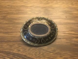 Antique Victorian Gilt Metal Mourning Brooch ‘in Memory Of’ Memorial Pin