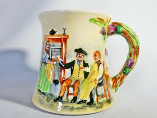 Stunning Antique Art Deco Crown Devon Fieldings Auld Lang Syne Musical Mug Cup