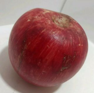 Stone Fruit Red Apple W/blossom Early Antique Italian Alabaster Marble Decor