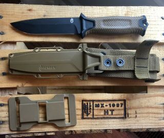 Gerber Strongarm Fixed Blade Knife,  Fine Edge,  Drop Point Coyote Brown & Sheath