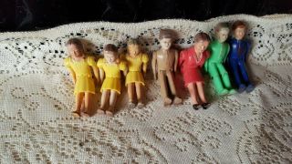 Family of Rubber Hinged Renewal Dollhouse Dolls - Nos 41,  42 - 7 Total 2