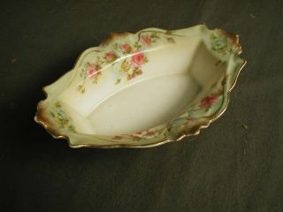 Vintage Pin Dish - Porcelain - Transfer - Hand Painted - Pink Roses - 5 3/4 " Mk