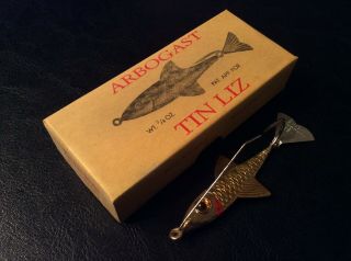 Arbogast Fishing Lure & Box With Paperwork (tin Liz) Glass Eyes