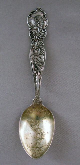 Official 1901 Pan American Expo Native American Chief Sterling Silver Spoon;g933