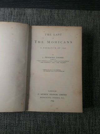 Antique books 1800 ' s The last of the Mohicans 1899 3
