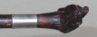 ANTIQUE BLACK FOREST CARVED WOOD DOGS HEAD WALKING STICK CANE c.  1890 7