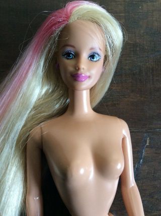 Barbie Mackie Face Nude Blonde Hot Pink Hair Streak Blue Purple Eye Tnt Doll