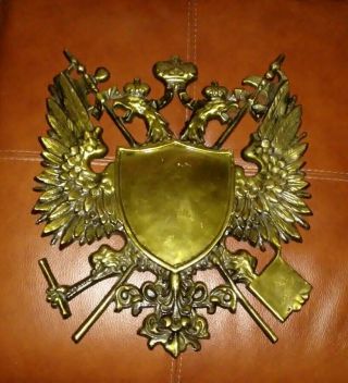 Coat Of Arms Plaque Wall Decor Cast Metal Double - Headed Eagle