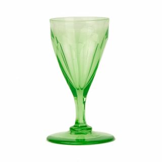 Antique Green Uranium Glass Wine Glass 19th C.
