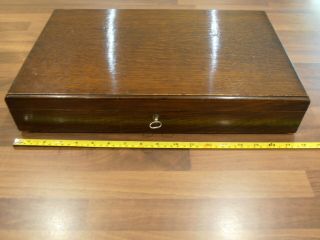 Large Vintage Oak Lined Collectors Box With Lock And Key Box