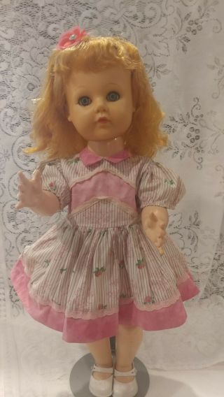 Ideal Posie Walker Doll 23 " Big Pal Strawberry Blonde Darling Dressed 1950 