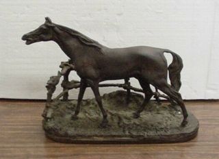 Heavy Vintage Bronze Horse Sculpture Signed Pj Mene