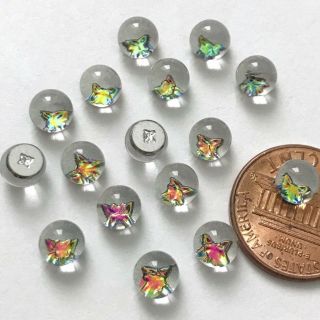 Vintage 90s Butterfly Vitrail 3/4 Ball Stone Cabochon Bead Flat Back 6mm (4)