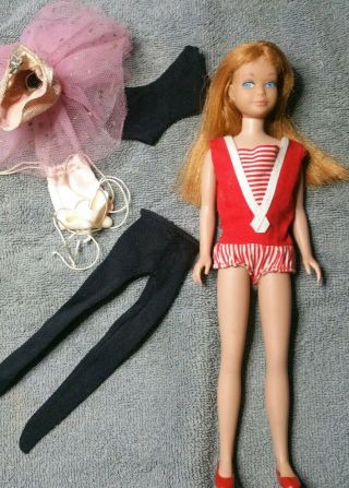Vintage 1963 Mattel Barbie Skipper Doll Strawberry Blond In Org Clothes & 1905