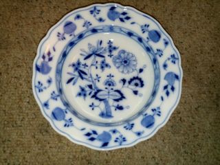 5 Meissen antique oval mark 9” Onion pattern flow blue deep well rimmed bowl 2