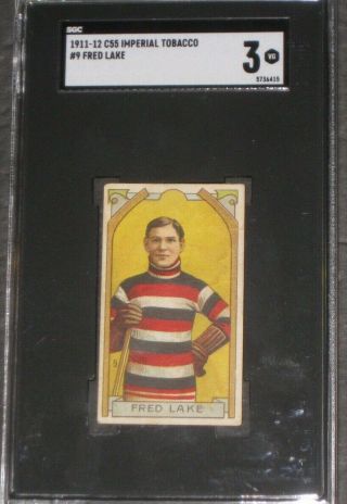 1911 C55 Imperial Tobacco Fred Lake Hockey Card Sgc 3 Vg Antique 9