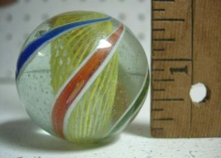 Large Fine Antique Handmade Glass Marble Red Blue Green Yellow