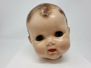 Antique Vtg.  Composition Baby Doll Head Parts Playpal Sz.  Molded Hair - Sleep Eyes