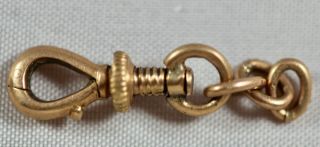 Antique Screw Clasp 14K Yellow Gold Victorian Pocket Watch Chain Swivel 2