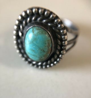 Fine Antique Old Pawn Sterling & Veined Turquoise Mens Ring Sz 9