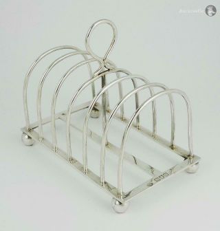 Antique Edwardian Sterling Silver Toast Rack London 1904 William Hutton & Sons
