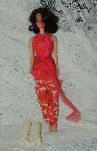 Vintage 1972 Walk Lively Steffie Barbie Doll W/ Jumpsuit Rooted Lashes