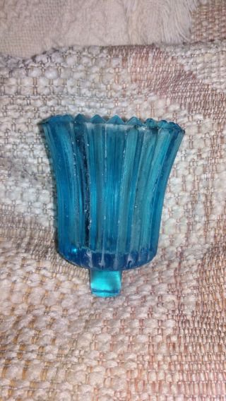 1 Vintage Home Interiors Blue Peg Glass Candle Votive Cups Sconce 2